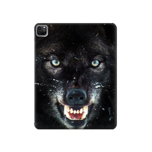 S2823 Black Wolf Blue Eyes Face Hülle Schutzhülle Taschen für iPad Pro 12.9 (2022, 2021, 2020, 2018), iPad Air 13 (2025, 2024)