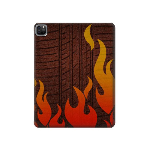 S2988 Rally Car Tire Fire Hülle Schutzhülle Taschen für iPad Pro 12.9 (2022, 2021, 2020, 2018), iPad Air 13 (2025, 2024)