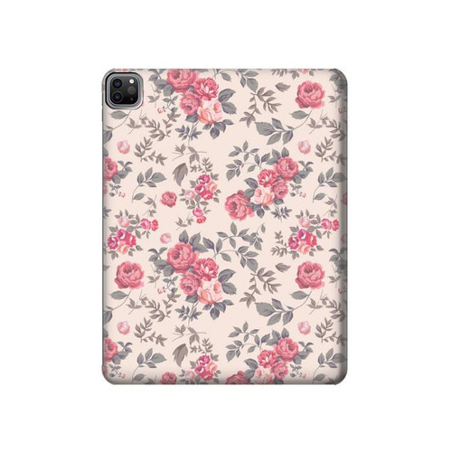 S3095 Vintage Rose Pattern Hülle Schutzhülle Taschen für iPad Pro 12.9 (2022,2021,2020,2018, 3rd, 4th, 5th, 6th)