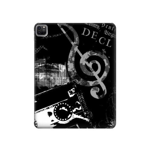 S3197 Music Cassette Note Hülle Schutzhülle Taschen für iPad Pro 12.9 (2022, 2021, 2020, 2018), iPad Air 13 (2025, 2024)