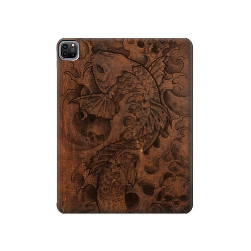S3405 Fish Tattoo Leather Graphic Print Hülle Schutzhülle Taschen für iPad Pro 12.9 (2022, 2021, 2020, 2018), iPad Air 13 (2025, 2024)