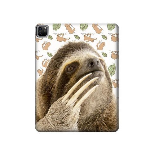 S3559 Sloth Pattern Hülle Schutzhülle Taschen für iPad Pro 12.9 (2022,2021,2020,2018, 3rd, 4th, 5th, 6th)