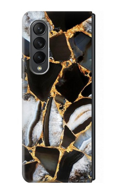 S3419 Gold Marble Graphic Print Case For Samsung Galaxy Z Fold 3 5G