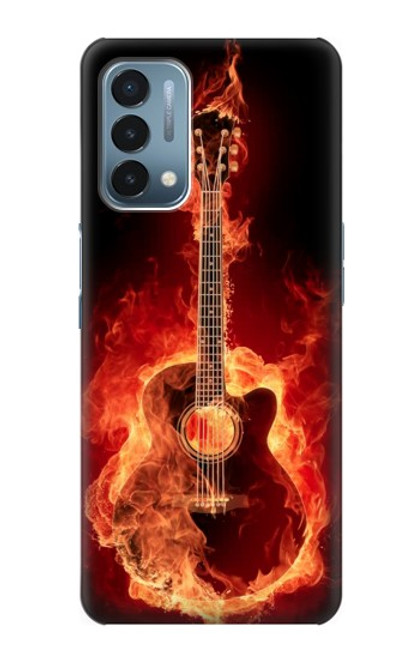S0415 Fire Guitar Burn Hülle Schutzhülle Taschen für OnePlus Nord N200 5G