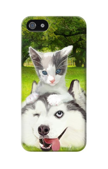 S3795 Grumpy Kitten Cat Playful Siberian Husky Dog Paint Hülle Schutzhülle Taschen für iPhone 5 5S SE