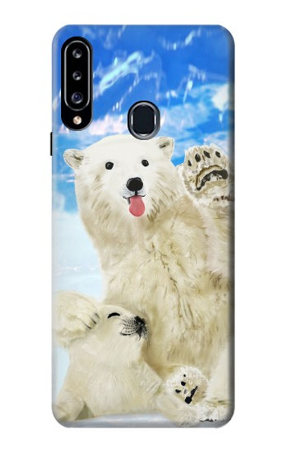 S3794 Arctic Polar Bear in Love with Seal Paint Hülle Schutzhülle Taschen für Samsung Galaxy A20s