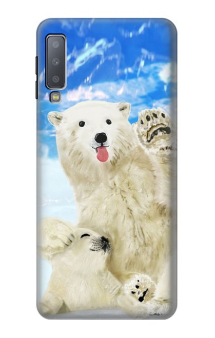 S3794 Arctic Polar Bear in Love with Seal Paint Hülle Schutzhülle Taschen für Samsung Galaxy A7 (2018)