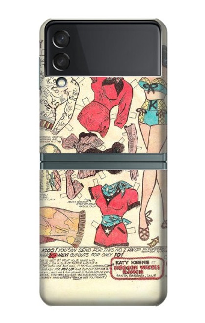 S3820 Vintage Cowgirl Fashion Paper Doll Hülle Schutzhülle Taschen für Samsung Galaxy Z Flip 3 5G