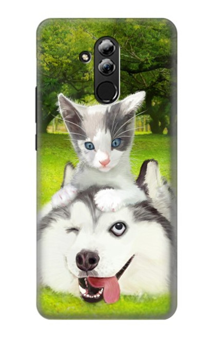 S3795 Grumpy Kitten Cat Playful Siberian Husky Dog Paint Hülle Schutzhülle Taschen für Huawei Mate 20 lite