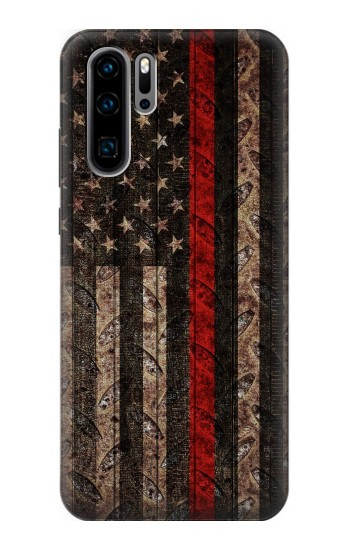 S3804 Fire Fighter Metal Red Line Flag Graphic Hülle Schutzhülle Taschen für Huawei P30 Pro