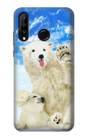 S3794 Arctic Polar Bear in Love with Seal Paint Hülle Schutzhülle Taschen für Huawei P30 lite