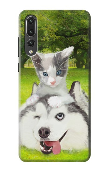S3795 Grumpy Kitten Cat Playful Siberian Husky Dog Paint Hülle Schutzhülle Taschen für Huawei P20 Pro