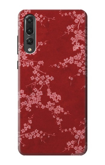 S3817 Red Floral Cherry blossom Pattern Hülle Schutzhülle Taschen für Huawei P20 Pro