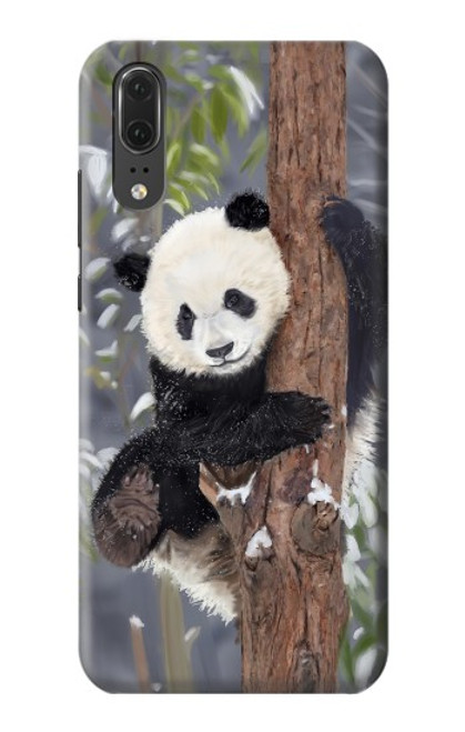 S3793 Cute Baby Panda Snow Painting Hülle Schutzhülle Taschen für Huawei P20