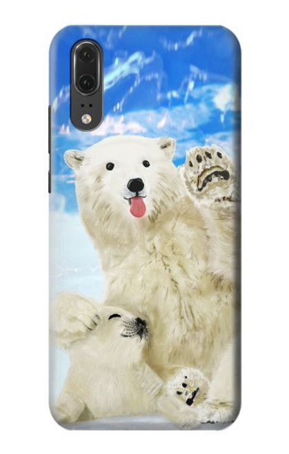 S3794 Arctic Polar Bear in Love with Seal Paint Hülle Schutzhülle Taschen für Huawei P20
