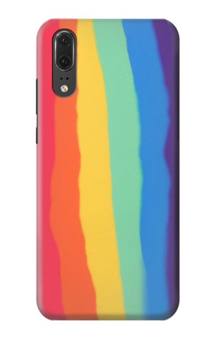 S3799 Cute Vertical Watercolor Rainbow Hülle Schutzhülle Taschen für Huawei P20