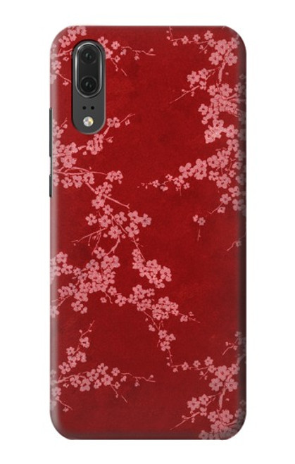 S3817 Red Floral Cherry blossom Pattern Hülle Schutzhülle Taschen für Huawei P20