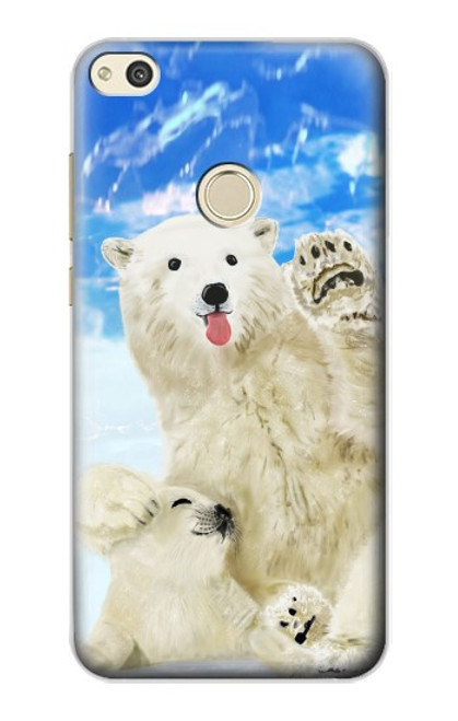 S3794 Arctic Polar Bear in Love with Seal Paint Hülle Schutzhülle Taschen für Huawei P8 Lite (2017)