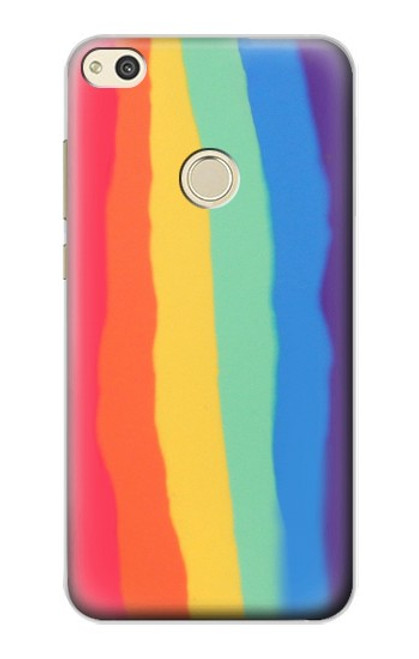 S3799 Cute Vertical Watercolor Rainbow Hülle Schutzhülle Taschen für Huawei P8 Lite (2017)