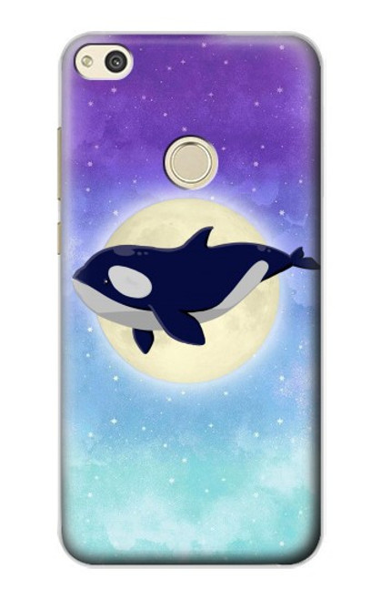 S3807 Killer Whale Orca Moon Pastel Fantasy Hülle Schutzhülle Taschen für Huawei P8 Lite (2017)