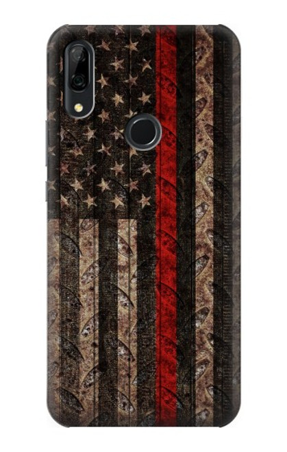 S3804 Fire Fighter Metal Red Line Flag Graphic Hülle Schutzhülle Taschen für Huawei P Smart Z, Y9 Prime 2019