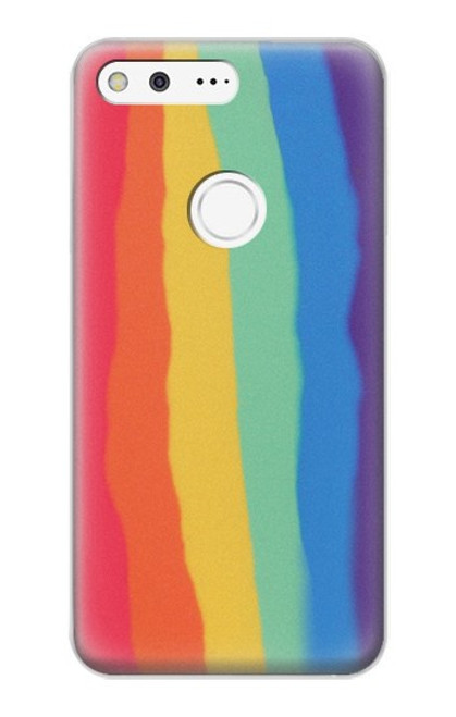 S3799 Cute Vertical Watercolor Rainbow Hülle Schutzhülle Taschen für Google Pixel XL