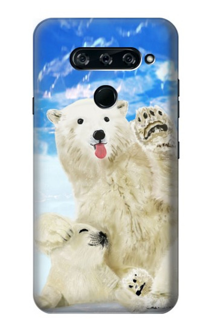 S3794 Arctic Polar Bear in Love with Seal Paint Hülle Schutzhülle Taschen für LG V40, LG V40 ThinQ