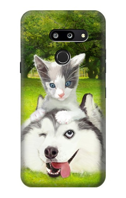 S3795 Grumpy Kitten Cat Playful Siberian Husky Dog Paint Hülle Schutzhülle Taschen für LG G8 ThinQ