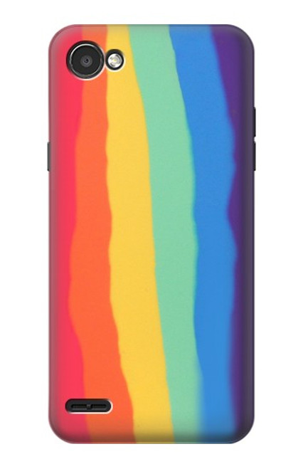S3799 Cute Vertical Watercolor Rainbow Hülle Schutzhülle Taschen für LG Q6