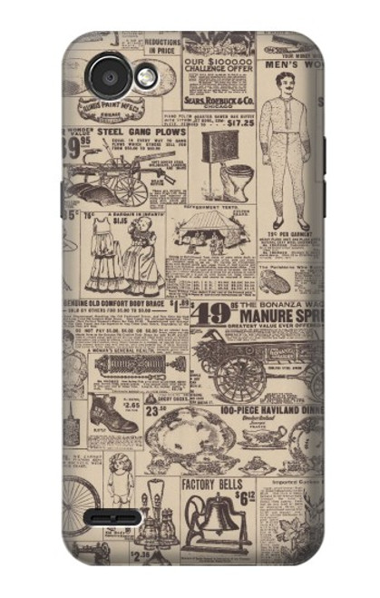 S3819 Retro Vintage Paper Hülle Schutzhülle Taschen für LG Q6