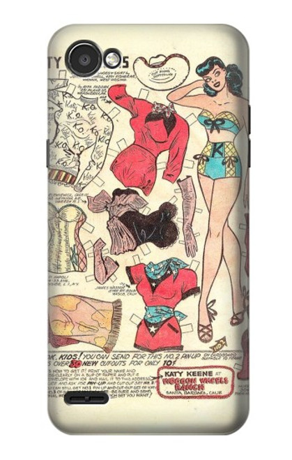 S3820 Vintage Cowgirl Fashion Paper Doll Hülle Schutzhülle Taschen für LG Q6