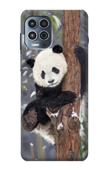 S3793 Cute Baby Panda Snow Painting Hülle Schutzhülle Taschen für Motorola Moto G100