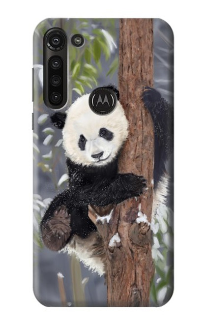S3793 Cute Baby Panda Snow Painting Hülle Schutzhülle Taschen für Motorola Moto G8 Power