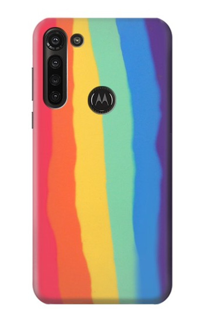 S3799 Cute Vertical Watercolor Rainbow Hülle Schutzhülle Taschen für Motorola Moto G8 Power