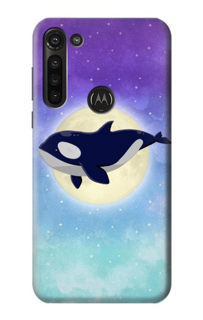 S3807 Killer Whale Orca Moon Pastel Fantasy Hülle Schutzhülle Taschen für Motorola Moto G8 Power