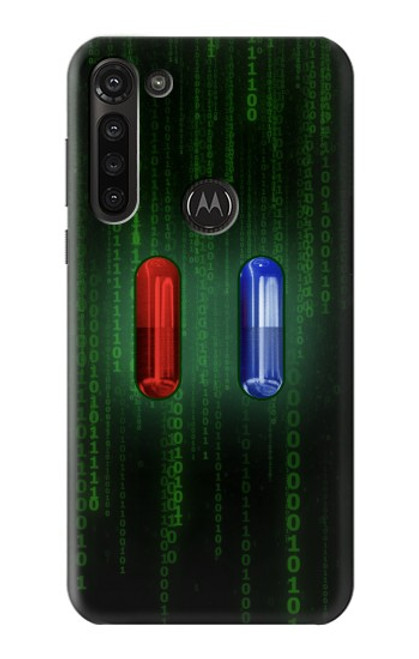 S3816 Red Pill Blue Pill Capsule Hülle Schutzhülle Taschen für Motorola Moto G8 Power