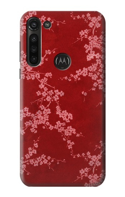 S3817 Red Floral Cherry blossom Pattern Hülle Schutzhülle Taschen für Motorola Moto G8 Power