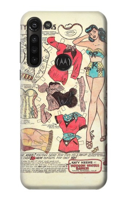 S3820 Vintage Cowgirl Fashion Paper Doll Hülle Schutzhülle Taschen für Motorola Moto G8 Power