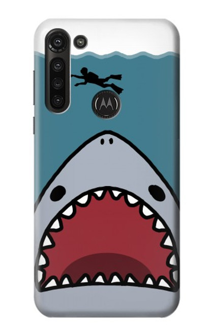 S3825 Cartoon Shark Sea Diving Hülle Schutzhülle Taschen für Motorola Moto G8 Power
