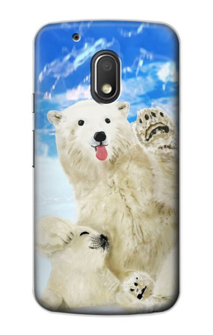 S3794 Arctic Polar Bear in Love with Seal Paint Hülle Schutzhülle Taschen für Motorola Moto G4 Play