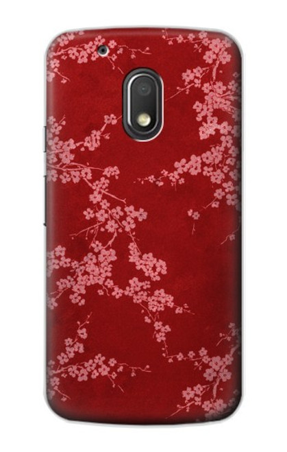 S3817 Red Floral Cherry blossom Pattern Hülle Schutzhülle Taschen für Motorola Moto G4 Play
