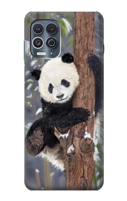 S3793 Cute Baby Panda Snow Painting Hülle Schutzhülle Taschen für Motorola Edge S