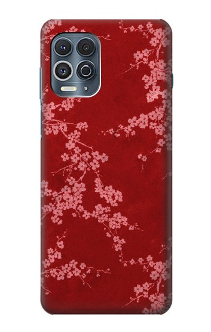 S3817 Red Floral Cherry blossom Pattern Hülle Schutzhülle Taschen für Motorola Edge S