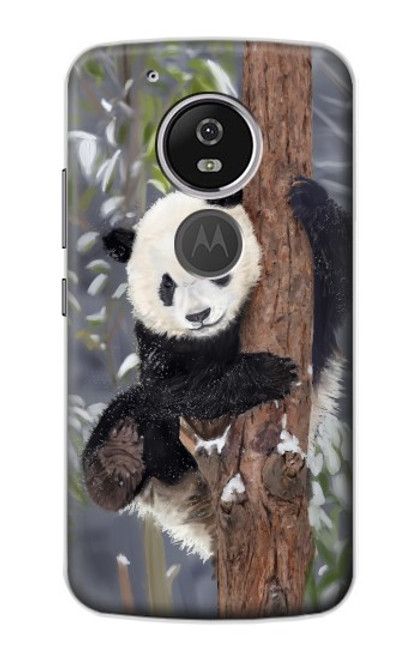 S3793 Cute Baby Panda Snow Painting Hülle Schutzhülle Taschen für Motorola Moto G6 Play, Moto G6 Forge, Moto E5