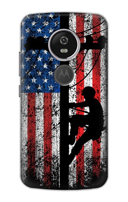 S3803 Electrician Lineman American Flag Hülle Schutzhülle Taschen für Motorola Moto G6 Play, Moto G6 Forge, Moto E5