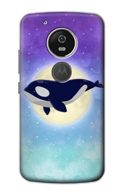 S3807 Killer Whale Orca Moon Pastel Fantasy Hülle Schutzhülle Taschen für Motorola Moto G6 Play, Moto G6 Forge, Moto E5