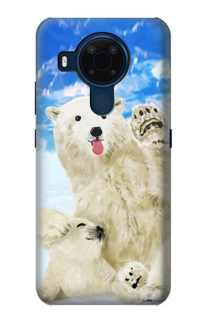 S3794 Arctic Polar Bear in Love with Seal Paint Hülle Schutzhülle Taschen für Nokia 5.4