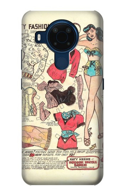S3820 Vintage Cowgirl Fashion Paper Doll Hülle Schutzhülle Taschen für Nokia 5.4