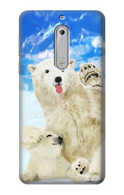 S3794 Arctic Polar Bear in Love with Seal Paint Hülle Schutzhülle Taschen für Nokia 5