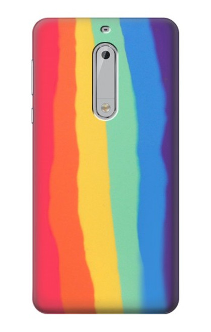 S3799 Cute Vertical Watercolor Rainbow Hülle Schutzhülle Taschen für Nokia 5